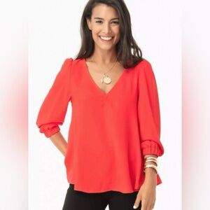 Tuckernuck Poppy Red Hollis Blouse XS